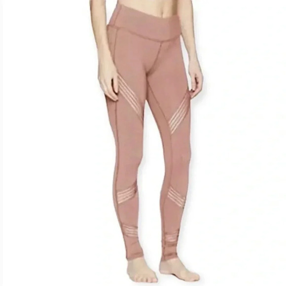 Alo Yoga Ultimate High Waisted Stripe Mesh Leggings Pink Rosewater Athletic S - Picture 10 of 10